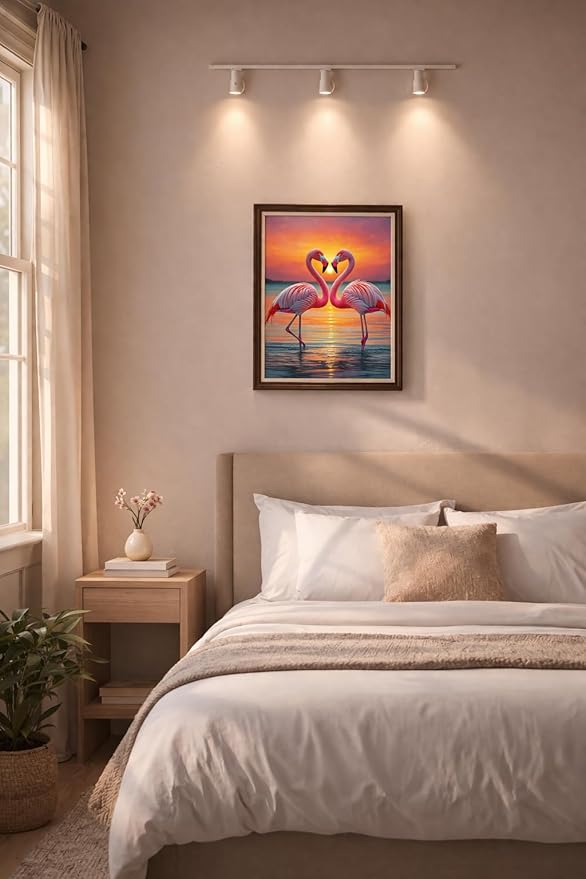 Flamingo Puzzles for Adults 300 Pieces, Jigsaw Puzzle with Flamingo Heart at Sunset, Art Challenging Animal Puzzle for Girlfriend, Valentine's Day, Vacation, Leisure Time, Beach, Wall Decor