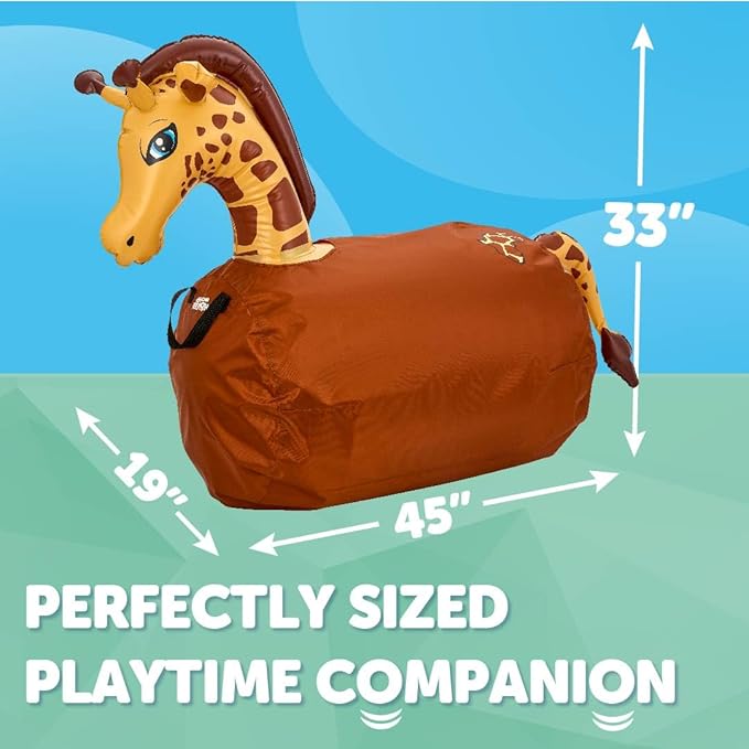 Waddle Hip Hoppers Large Bouncy Hopper Inflatable Hopping Animal Bouncer, Supports Up to 250 Pounds, Ages 5 and Up (Yellow Giraffe)
