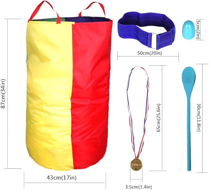CWLAKON Outdoor Games, Potato Sack Race Bags for Kids Adult, Egg Spoon Relay Race, 3 Legged Race Sport Fan Game Day, Birthday Party Field Family Reunion Carnival Outside Yard Lawn Easter Fall Festival