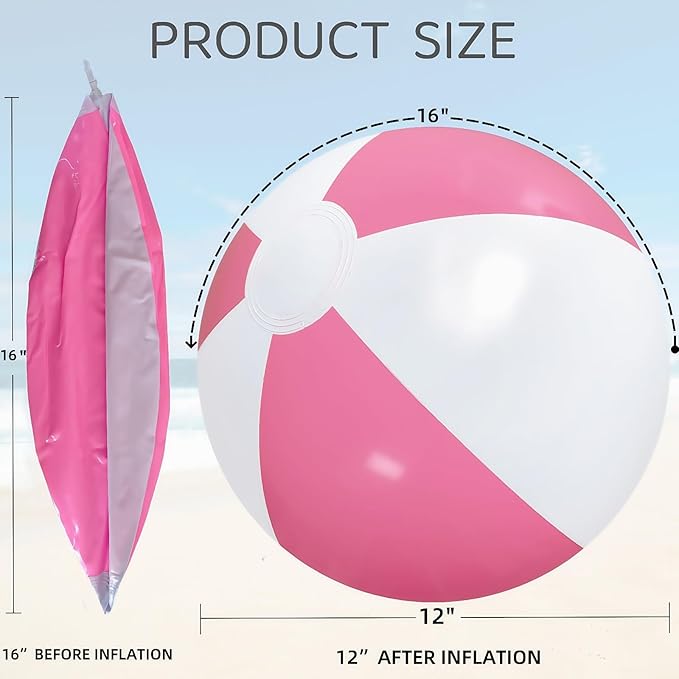 6 Pack Beach Balls, Large Inflatable Beach Balls Bulk, for Parties, Beach, Pools & Play