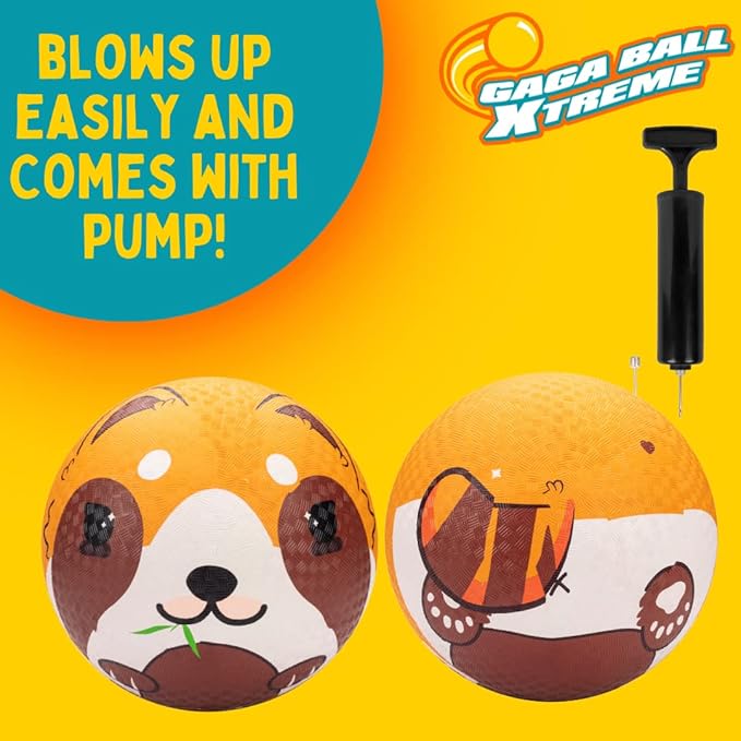 SCS Direct Gaga Ball Playground Balls (8.5 inches) w Air Pump- Durable Rubber Pack for Recess Dodgeball, Kickball, Gagaball Official Play & School -Fun Outdoor Toys & Gifts for Kids