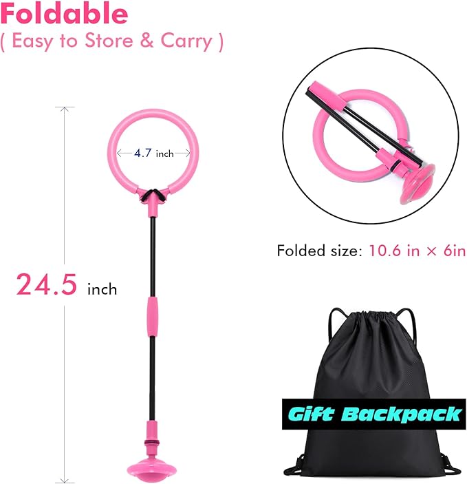 Ankle Skip Ball for Kids, Girls Toys Age 5 6 7 8 9 10 Years, Birthday Gift for Girls and Boys, Foldable Colorful Flash Wheel Skip Ball, Sports Fitness Toys for Kids & Adults