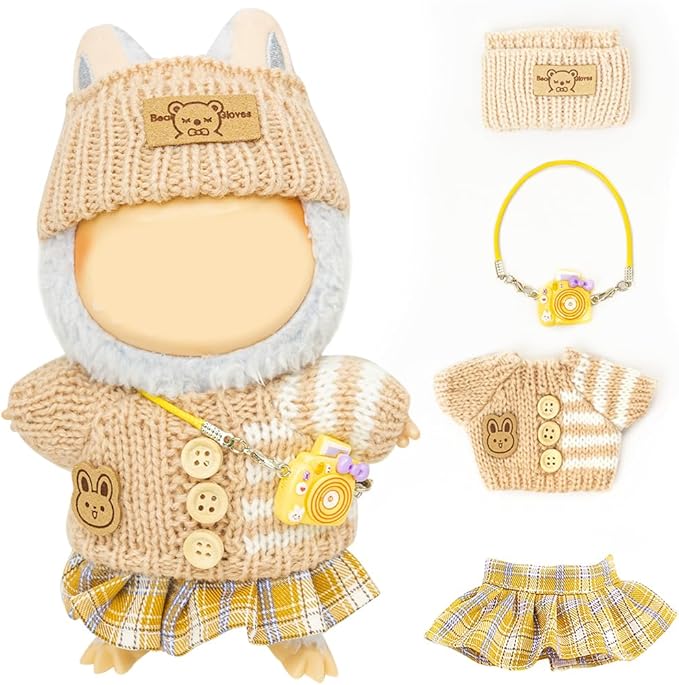 Clothes for Lububu 17cm Dolls(NO Doll) for Lububu Doll Outfits with Accessories Suit for Lububu Cute Stylish Dress Up Set Easter Gifts Purple Dress
