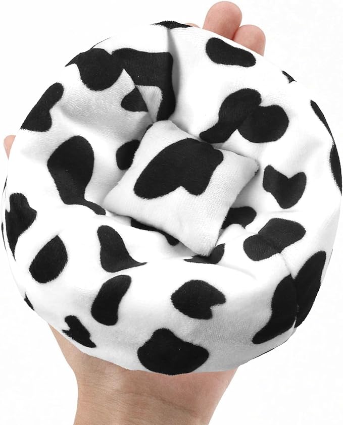 Doll Car Seat Compatible with Labubu, Handmade Bean Bag Chair for 5.9-6.7 inch Doll, Anti-Slip Bottom, Cute Doll Accessories for Display, Fans&Collectors Gifts, Durable Corduroy Fabric (Cow Print)