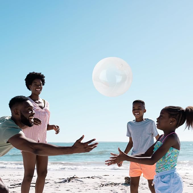 10 Pack Clear Beach Ball - 12Inch Blow Up Beach Ball Party Supplies for Kids, Inflatable Floating Balls for Summer Pool Parties, Outdoor Activities & Birthday Decorations (Transparent)