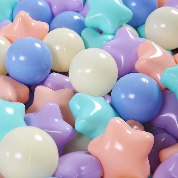 STARBOLO Star Ball Pit Balls for Kids - 200pcs Crush Proof Plastic Children's Toy Balls Macaron Ocean Balls for Birthday Parties Games Pool