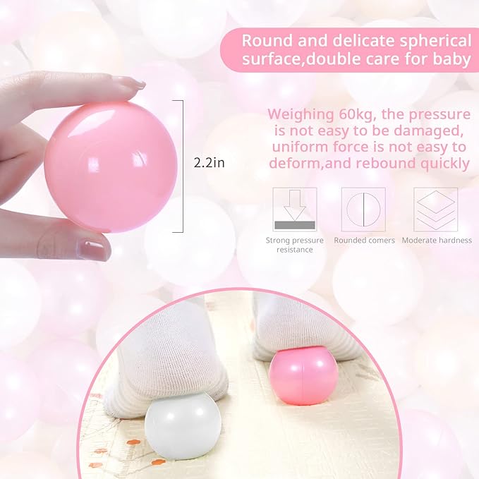 STARBOLO Ball Pit Balls for Toddlers Pack of 100 200 500 - BPA&Phthalate Free Non-Toxic Crush Proof Soft Plastic Balls for 1-5Years Old Toddlers Girl Kids Birthday Pool Playpen Tent Party