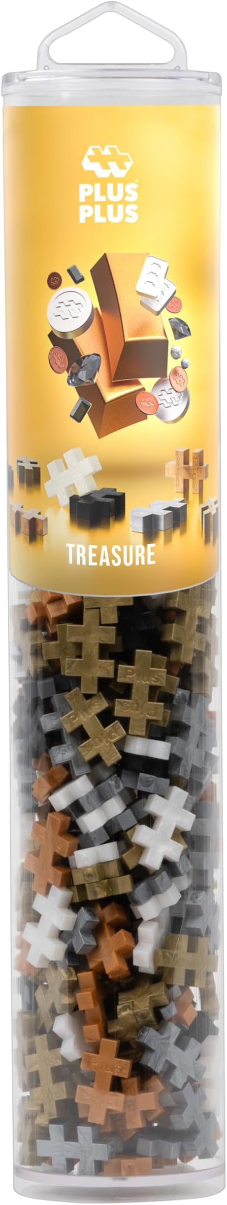 PLUS PLUS 240 Piece Interlocking Building Blocks for Kids, Open Ended Connecting Toys, Stem Bin Classroom Mini Manipulatives - Treasure Mix Play Tube