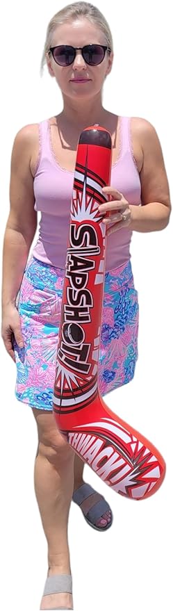 35" Inflatable Hockey Sticks (4 Designs) Splash it! Thwack! Hat Trick. Pow! Power Play Smack! Face Off! Whack! Colorful. Vinyl. Great Party Favor (8 Pack - 4 Designs)