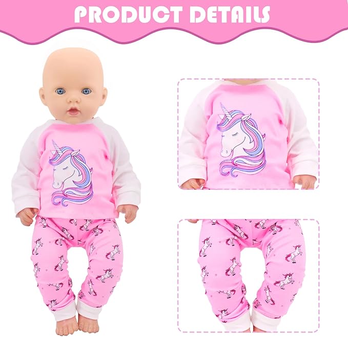 ZITA ELEMENT 5 Sets Baby Doll Clothes Outfits Casual Wear for 14-18 Inch Doll, Doll Clothes for Alive Doll 10 Pcs Baby Doll Accessories for Baby Doll Reborn, 18 Inch Girl Doll (No Doll)