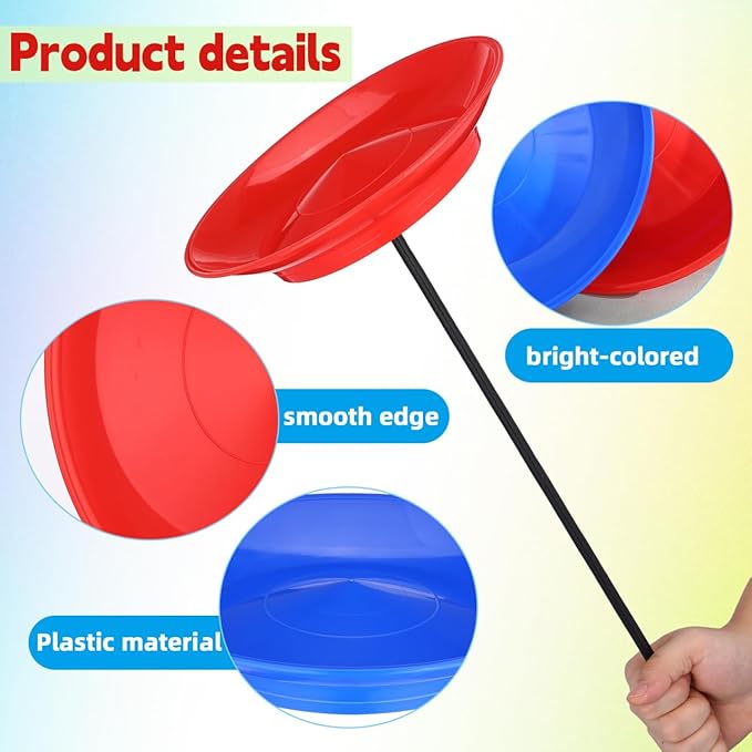 TOYANDONA 2 Sets Juggling Kit - Juggling Spinning Plate with Sticks Toy Circus Spinning Plate for Festivals Paty Performances Games