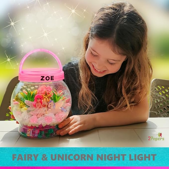 Fairy & Unicorn Nightlight Arts and Crafts for Girls Age 4 5 6 7 8 Years Old, DIY Kids Crafts Terrarium Kit, Best Birthday Presents & Easter Gifts for Girls