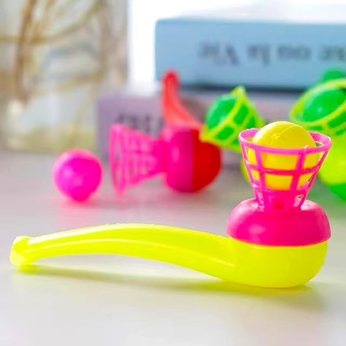 30PCS Ball Blowing Toy Floating Blow Pipe Balls for Kids Boys Girls Toys Blowing Ball Party (Random Color)