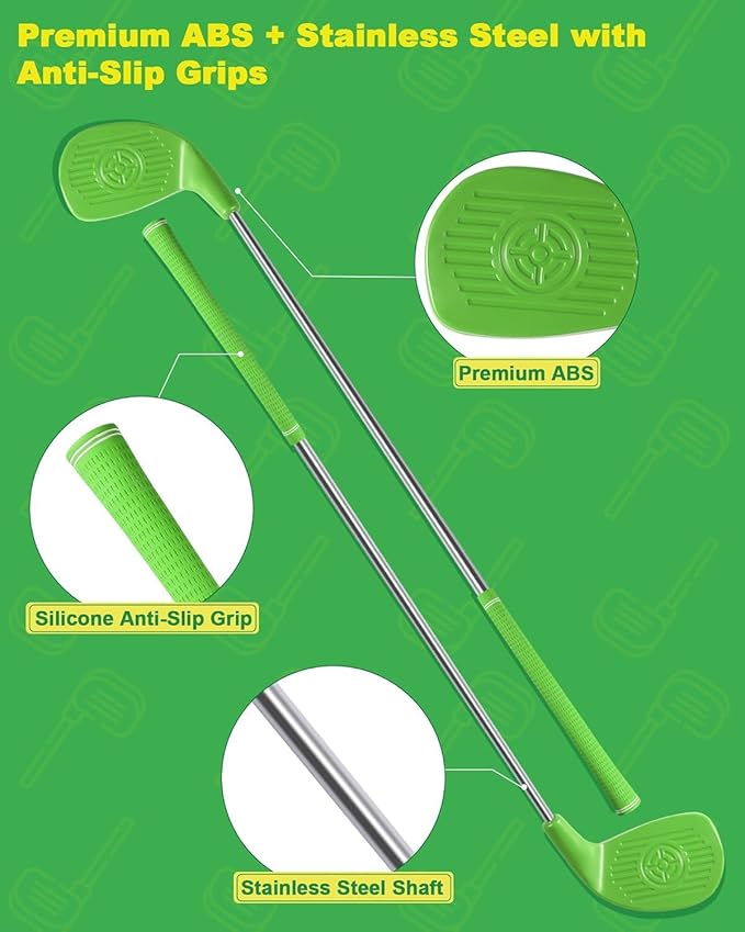 ASONA Green Golf Yard Game Clubs Set for Adults Perfect for Outdoor Backyard Beach Lawn and Social Fun, 36” Standard Length Size with Plastic Oversized Club Head for Birthday or Father’s Day