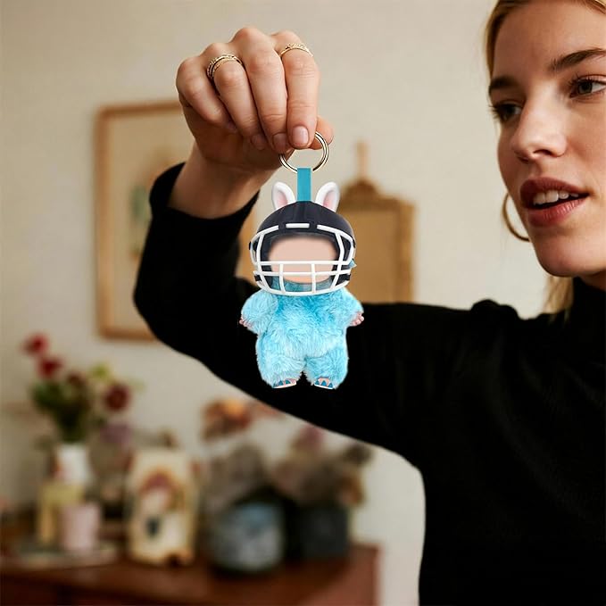 3D Printed Football Helmet Used for Labubu Doll Stuff,Compatible with Labubu Outfit 17cm Doll Clothes and Accessories Designer (Black)