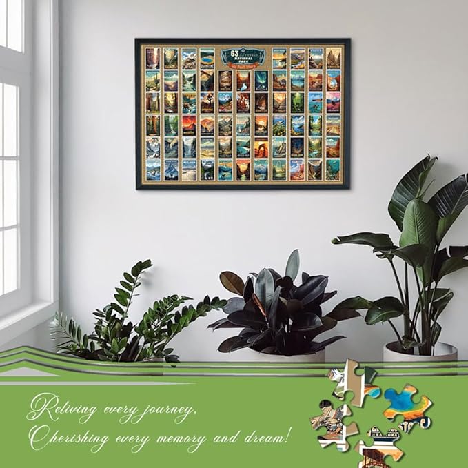 SHOXREM 1000 Piece Vintage Travel Jigsaw Puzzle, US National Parks Puzzle for Adults