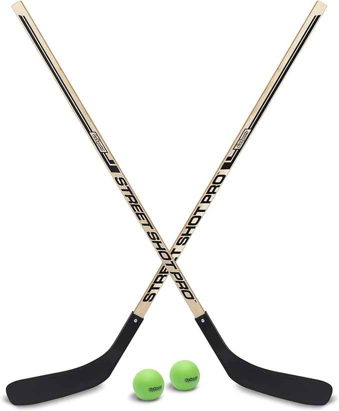 GoSports Street Hockey - Choose Between Street Hockey Goal Set with Sticks, Street Hockey Balls (6 Pack) or Street Hockey Sticks (2 Pack)