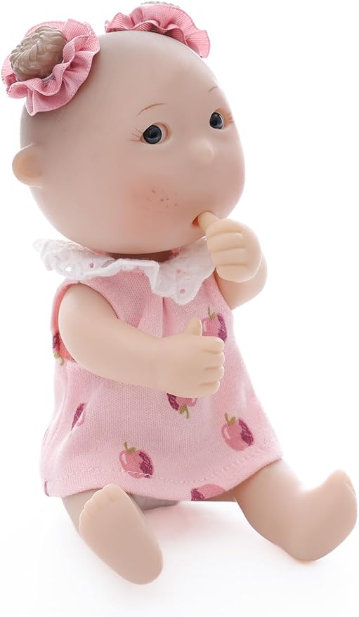 Potato Baby Doll, 7 Inch Mini Baby Doll with 5 Movable Joints, Thumb-Sucking Pose, Full Body Vinyl Doll for Play, Display, and Collection, Gifts for Boys and Girls, Collectors, Ages 3+ (Pink)