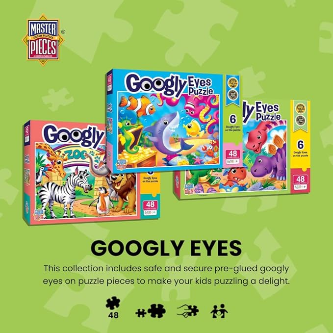 MasterPieces – 48 Piece Jigsaw Puzzle for Kids 4+ Years, Zoo Animals with Googly Eyes, Educational and Fun Game, Gift Idea for Children, 19" x 14