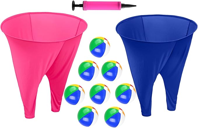 Granny Pants Outdoor Game,Granny Pants with 8 Bouncy Balls & 1 Air Pump (Random Colors) and 2 Pack Color Granny Pants Game for Adults Family Reunion & Team Building, Big Pants Ball Game