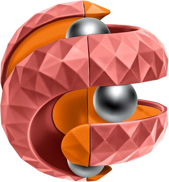 Orbiit Ball Toy, Infinitycube Puzzle Ball Spinning Toy, Circuit Infinite Invert Change Puzzle Games Novelty Creative Stress Relieve Toys for Kids Children Adults (1, Orange&Red)