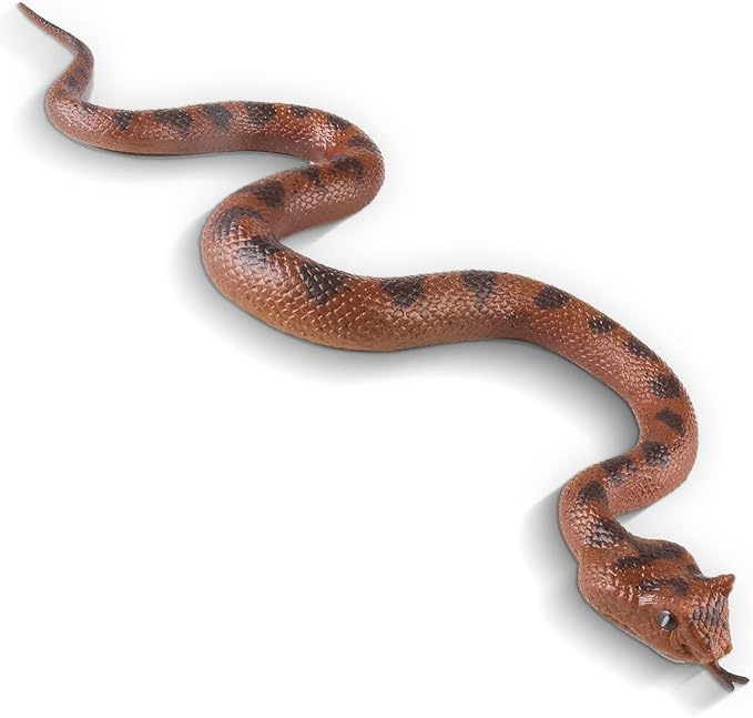 Ultra-Realistic Snake Toy to Scare Birds/Squirrels - 15-Inch Coiled/26-Inch Stretchy Garden Decor, Halloween Prank Gifts for Adults & Safe STEM Toy for Kids (Fer-de-Lance)