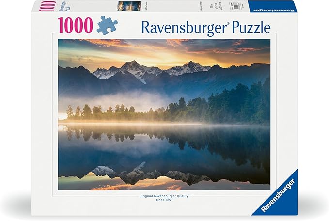 Ravensburger - Lake Matheson, New Zealand - 1000 Piece Jigsaw Puzzle - Stunning, Peaceful Lake at Sunrise - Majestic Misty Mountains - Ideal Gift - Frameable Art - Screen-Free Fun - Puzzles for Adults