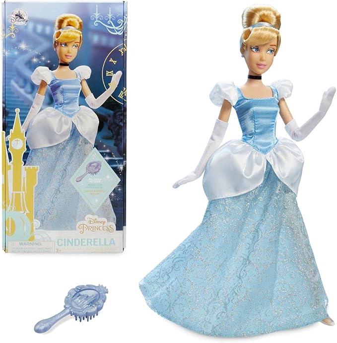 Disney Store Official Princess Classic Doll (Cinderella), 11 Inches, Includes Brush with Molded Details, Fully Posable Toy in Classic Outfit - Disney Princess Toys