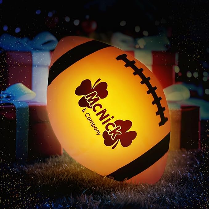 MCNICK & COMPANY Glow in The Dark Football – Ultra Bright LED Light-Up Ball with Pump & Long Battery Life – Fun Gift for Kids, Teens & Adults