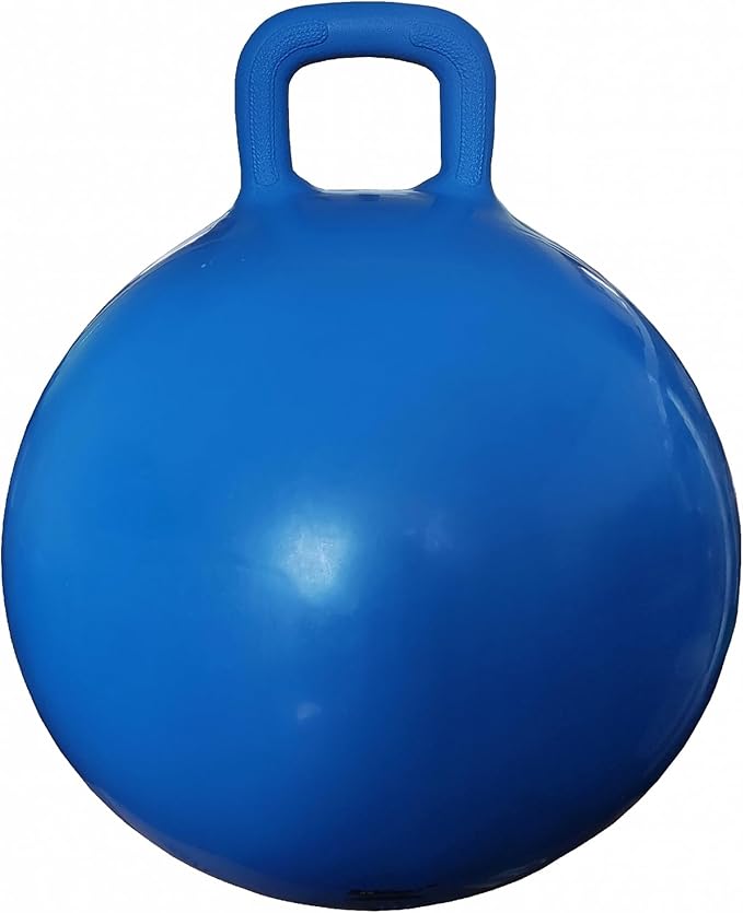 AppleRound Space Hopper Ball with Air Pump: 28in/70cm Diameter for Age 13+, Kangaroo Bouncer, Bouncy Ball with Handle, Hippity Hoppity Hop Ball for Teens & Adults, Plain Color (Blue)