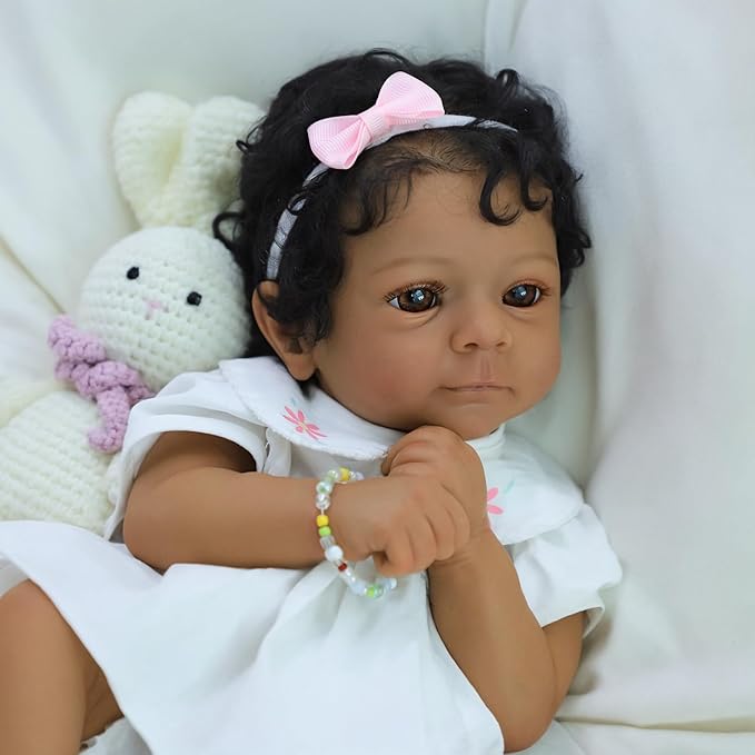 SCOM Reborn Baby Dolls Black Girl- 18 Inch Realistic Newborn Doll Newborn Dolls African American Real Life Baby Gift for Kids Age 3