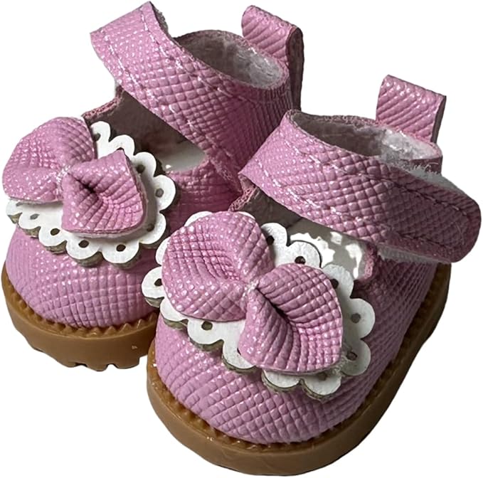 Premium Doll Shoes for Lububu, 15cm 17cm Dolls Accessories, Mini Leather Shoes Fashion Dress Up Doll Shoes Replacement (1, Mary Jane - Pink)