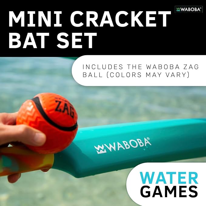 Waboba Mini Cracket Set - Mini Cracket Bat with Zag Ball for Water Baseball