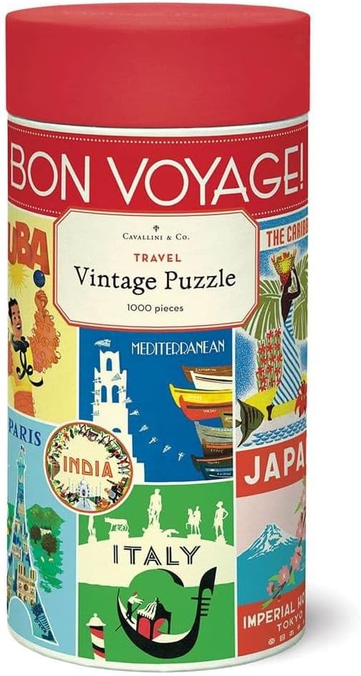 Cavallini 1000 Piece Puzzle, Vintage Travel (PZL/TRV)