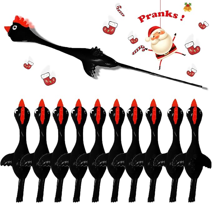 Slingshot Chicken Rubber Chicken Flick Chicken Flying Chicken Flingers Stress Gag Toys, Rubber Chicken Slingshot Funny Christmas Stuffers Easter Chicks Novelty Gifts for Kids