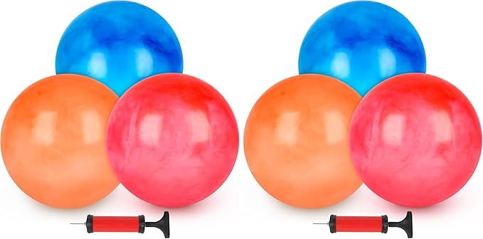 LovesTown 3PCS Playground Balls, 14 Inch Bouncy Balls Inflatable Dodgeball Kickballs with Hand Pump, for Kids Indoor and Outdoor