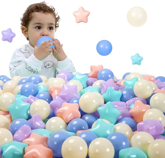 STARBOLO Star Ball Pit Balls for Kids - 200pcs Crush Proof Plastic Children's Toy Balls Macaron Ocean Balls for Birthday Parties Games Pool
