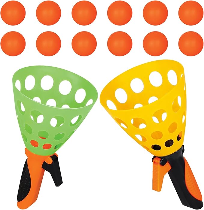 catch ball game for kids, Outdoor Indoor Games, Pop and Catch Ball Family Games with 2 Launcher Baskets and 12 Balls, Summer Beach Yard Sport Birthday Party Gifts Toys Ages 4 5 6 8 12+ Years Old