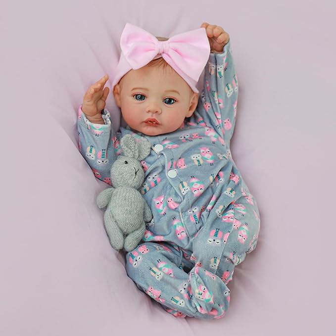 KSBD Lifelike Reborn Baby Girl - 18 inch Realistic Baby Girl Real Life Newborn Baby Dolls, Handmade Anatomically Correct Real Baby Dolls Gift Set for Kids Age 3 +