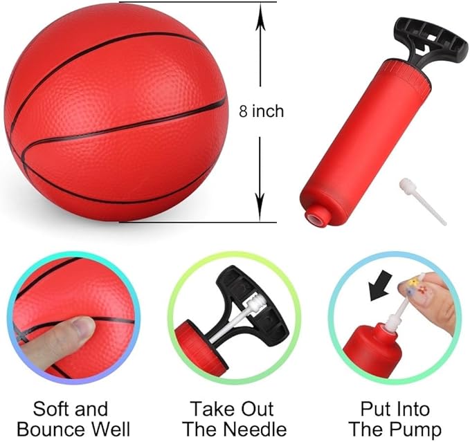 Dilabnba 8" Mini Rubber Replacement Basketballs for Basketball Hoop/Pool, Kids Toddler Soft Beach Bouncy Ball Sports Party Game, Junior Balls Indoor Outdoor Arcades Games, Lightweight (4PCS)