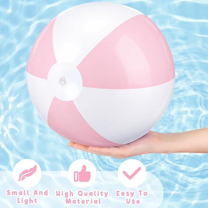 4 Pcs 16 Inch Inflatable Beach Balls Bulk Large Pastel Inflatable Decorated Ball Party Ornaments for Summer Swimming Pool Party Birthday Favors