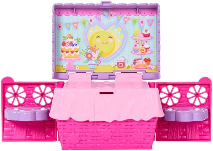 Barbie Family & Friends Club Chelsea Pop-Up Tea Party Playset with Blonde Small Doll, Transforming Picnic Basket & 10+ Accessories
