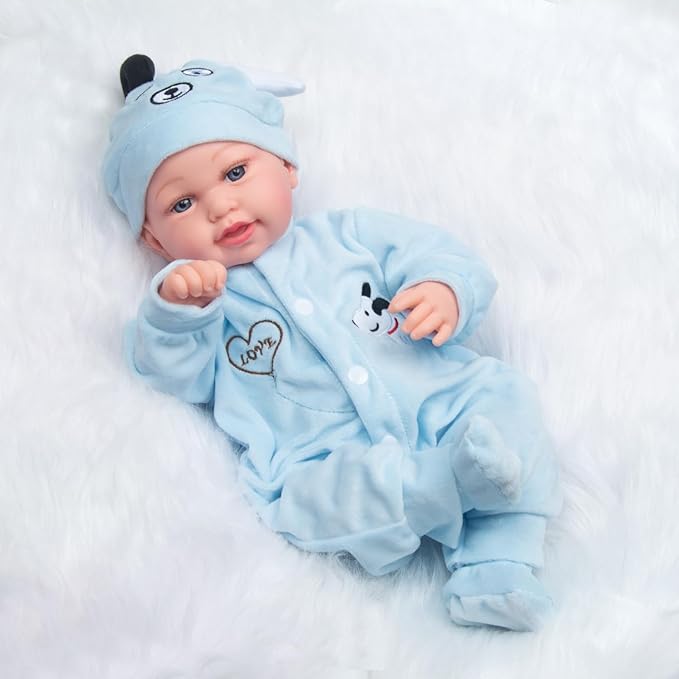 Reborn Baby Doll Clothes Blue Puppy 3 Pcs Set for 17-20 Inch Baby Doll Clothes Outfits Accessories Newborn Boy&Girl