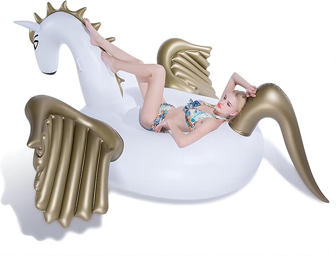 Jasonwell Giant Inflatable Pegasus Pool Float with Fast Valves Summer Beach Swimming Pool Floatie Lounge Floating Raft Outdoor Party Decorations Toys for Adults (XXXL)
