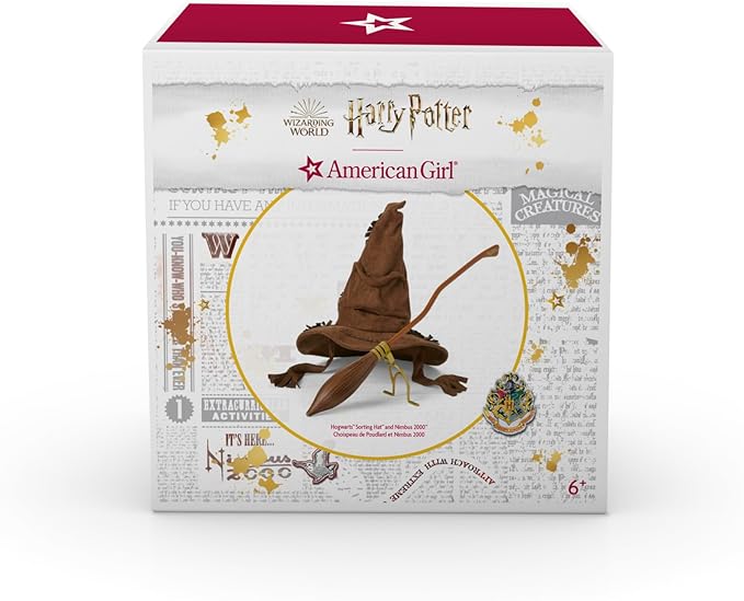 American Girl Harry Potter 18-inch Doll Accessories Hogwarts Sorting Hat plus Nimbus 2000 Broomstick, For Ages 6+