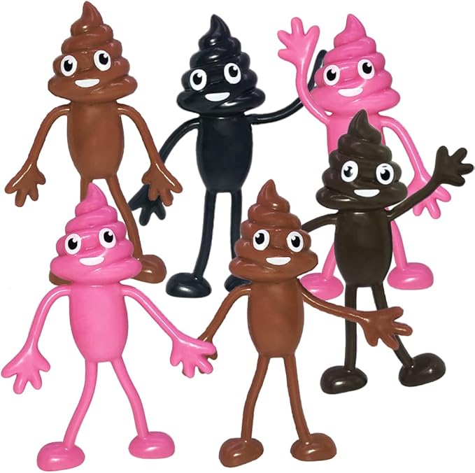 ArtCreativity Bendable Poop Toys - Set of 12 Flexible Poop Figures for Kids, Silly Stress Relief Fidget Toys, Funny Party Decorations, Goody Bag Stuffers, and Piñata Fillers