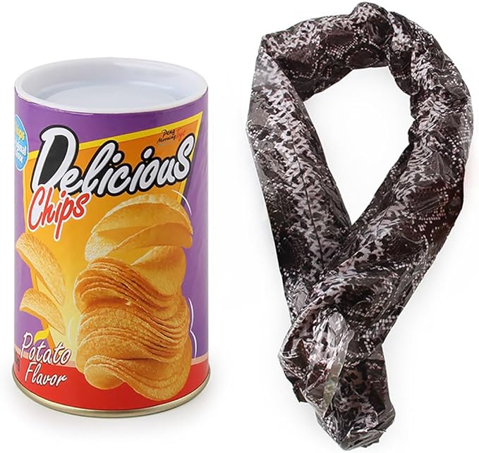 Cooplay Small Popup Snake in a Potato Chips Can Pop Startle Toy Game Prank Halloween Fools Day Party Magic Trick Joke Gadget Funny Gag Friend Christmas Gift