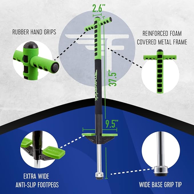 Flybar Maverick Foam Pogo Stick for Kids Age 5 and Up, 40 to 80 Pounds, Pogo Stick for Boys and Girls (Green)