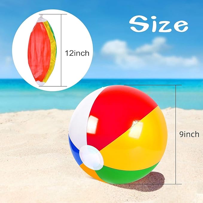 Coopay 30/60/120 Pack Inflatable Beach Balls Classic Rainbow Swimming Pool Ball Birthday Beach Party Decoration Summer Water Games Gifts 8 to 12 Inches from Inflated to Deflated