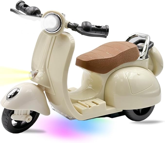 Electric Doll Scooter for 17cm Doll,Funny Doll Accessories with Music and Lights, 360° Rotatable Plastic Scooter Decoration Batteries Not Included (White)